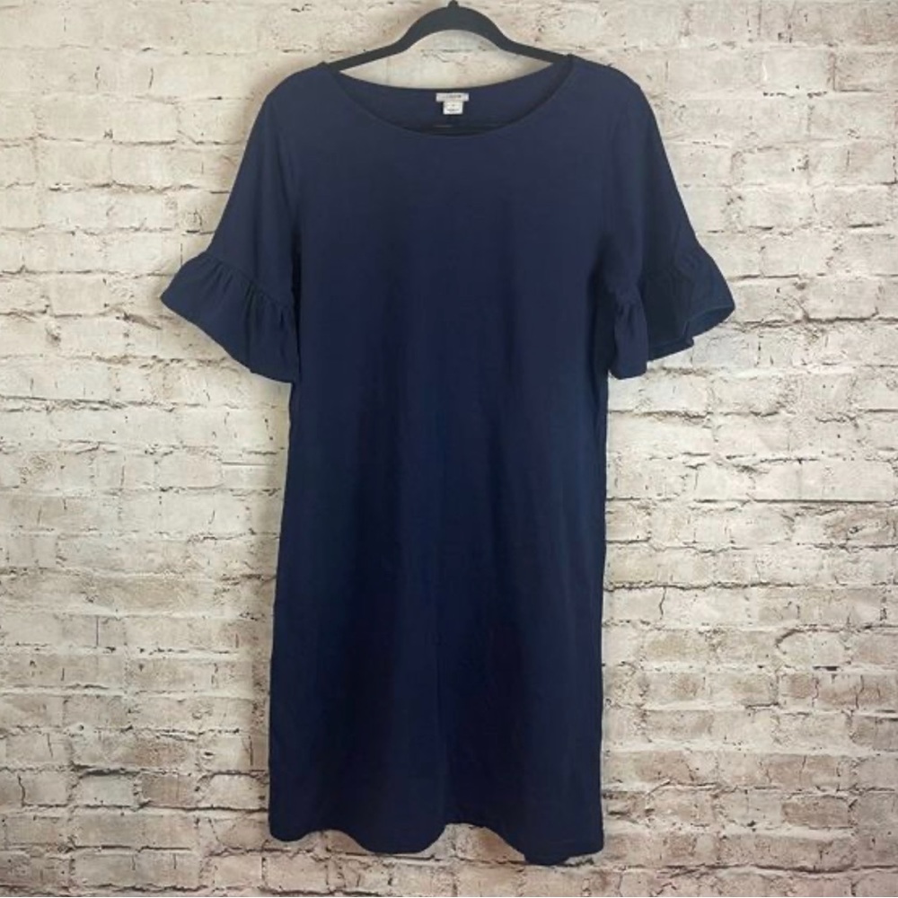 JCrew Navy Ruffle Sleeve Dress
